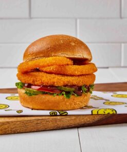 Veggie Burger with Onion Rings